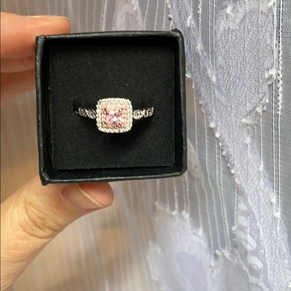 925 sterling silver pink zirconia ring size 6 - Picture 7 of 8